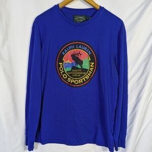 Ralph Lauren Polo Country‎ Sportsman Long Sleeve Graphic T-Shirt, Cotton, Sz S